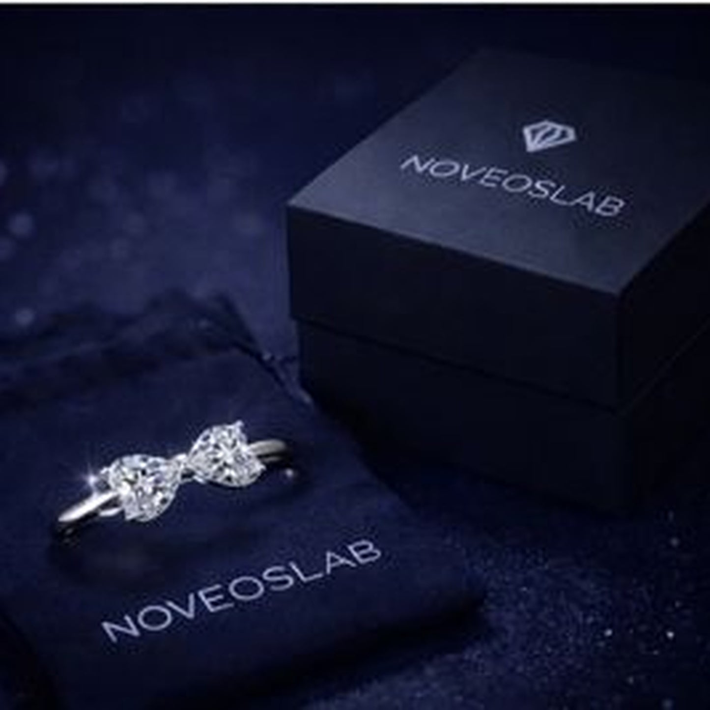 Moissanite Heart Bow Ring – 1.6 CT Total Lab-Made Luxury • Born in Paris